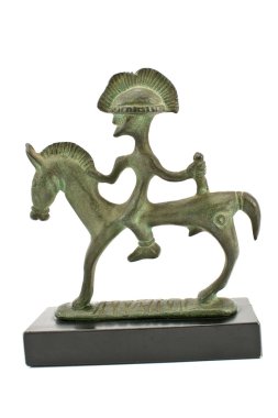 Etruscan bronze sculpture of warrior on horse clipart