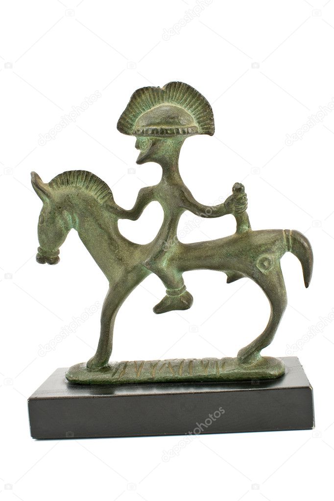 Etruscan bronze sculpture of warrior on horse
