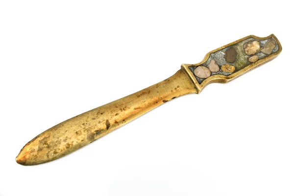 古董信开瓶器黄铜刀 — 图库照片