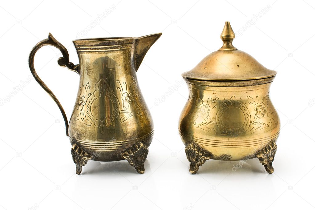 Antique silver jug and sugar bowl