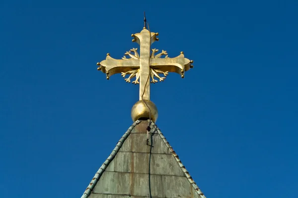 Golden cross on church — Stock Photo, Image