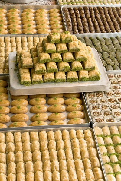 stock image Turkish sweets on plates