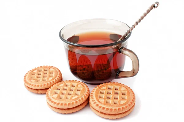 stock image A mug of tea and biscuits