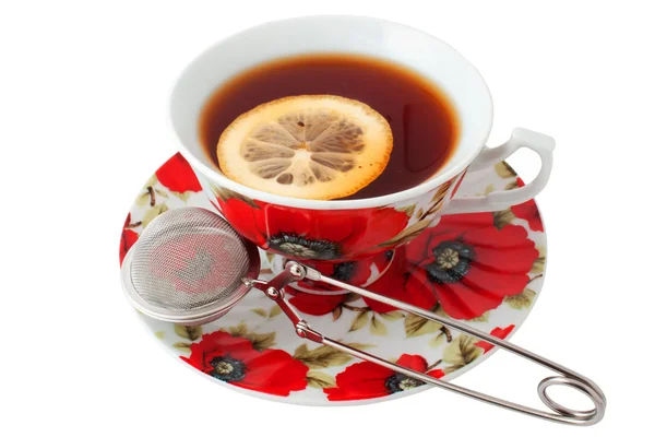 Tea with tea infuser — Stock Photo, Image