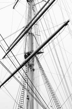 Sailboat mast in black and white clipart