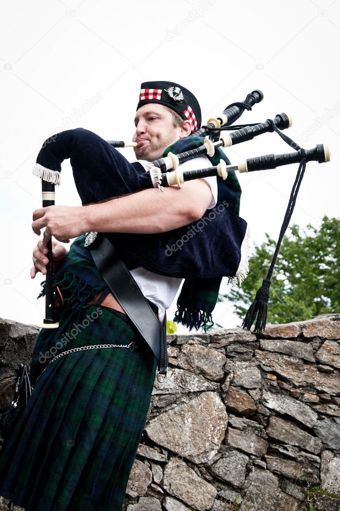 Bagpiper on Stone Steps