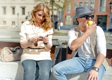 City Scene with Couple clipart