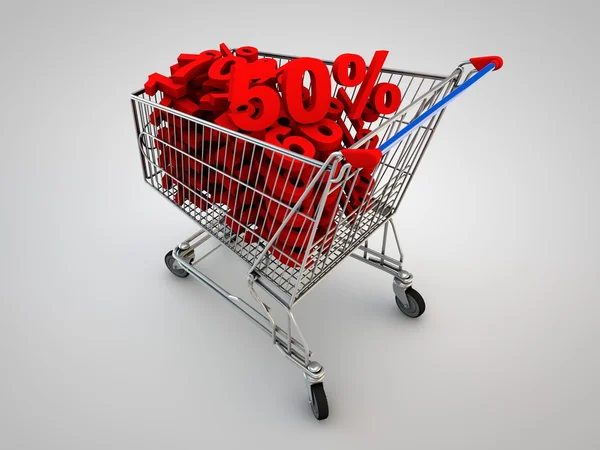 Carrinho de compras cheio de percentagem — Fotografia de Stock