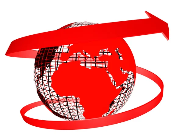 Red globe and arrow — Stock Photo, Image