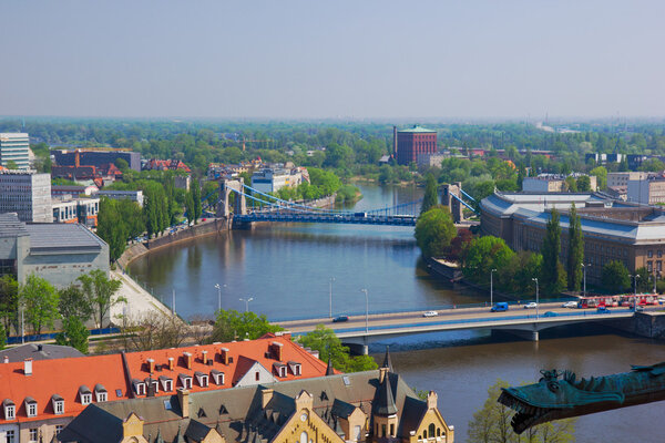 Bridges across the Oder river, Wroclaw, Poland