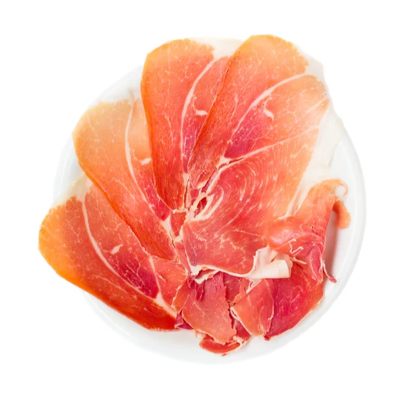 Plate of of spanish serrano ham — Stock Photo, Image