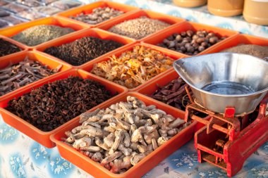 Spices at market clipart