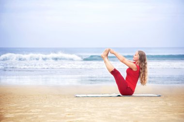 Yoga naukasana boat pose clipart