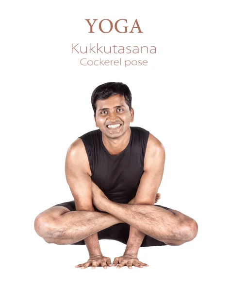 Yoga Kukkutasana cokerel pose — стоковое фото