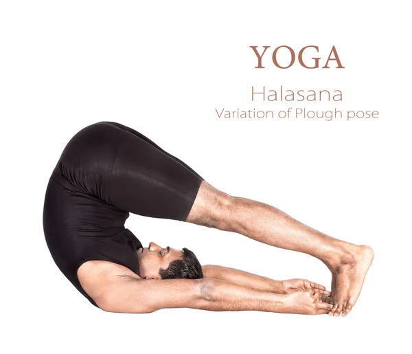 Yoga halasana pose — Stock Photo, Image