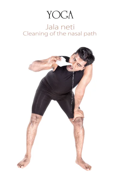 Yoga Jala neti tecnica di pulizia — Foto Stock