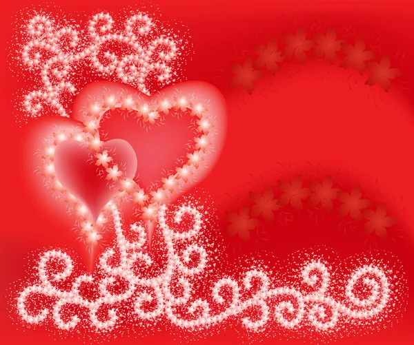Dos corazones en el día de San Valentín — Vector de stock