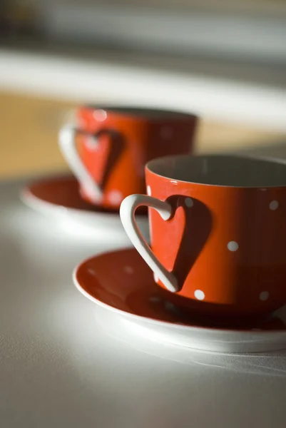 Red Mug with a heart — Stock Photo, Image