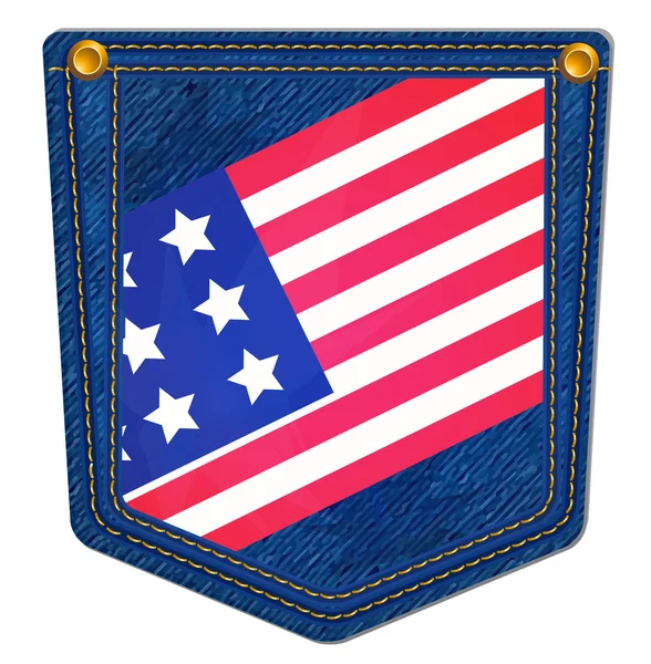 USA Drapeau Bleu Jean Poche — Image vectorielle