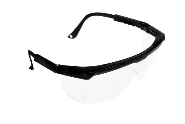 Occhiali di sicurezza in plastica su sfondo bianco — Foto Stock