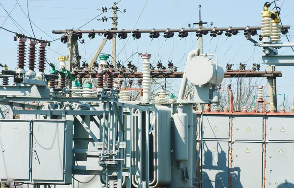 stock image Electric power station on blue sky