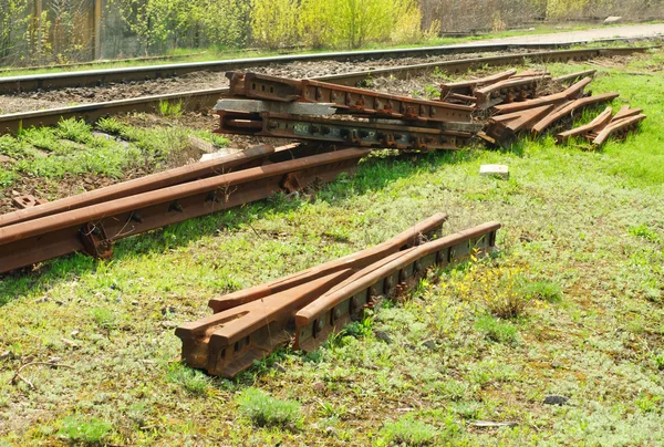 stock image Unidentified railroad tracks and railway points,switch