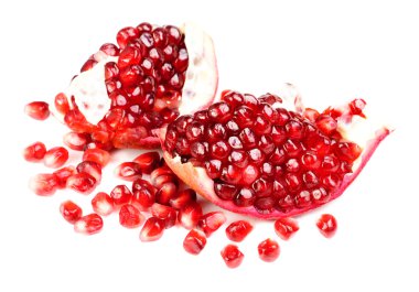 Pomegranate sliced isolated on white background clipart