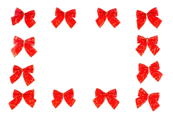 12 červené stuhy jako snímek izolace na bílém pozadí — Stock fotografie