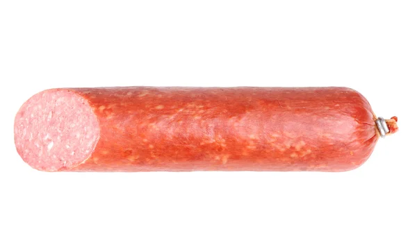 One salami sausage on white — Stock Photo, Image