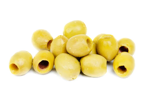 Pile pitted olives isolated on the white background — Stock Photo, Image