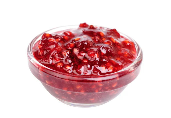 Raspberry jam glass isolated on a white background — Stock Photo, Image