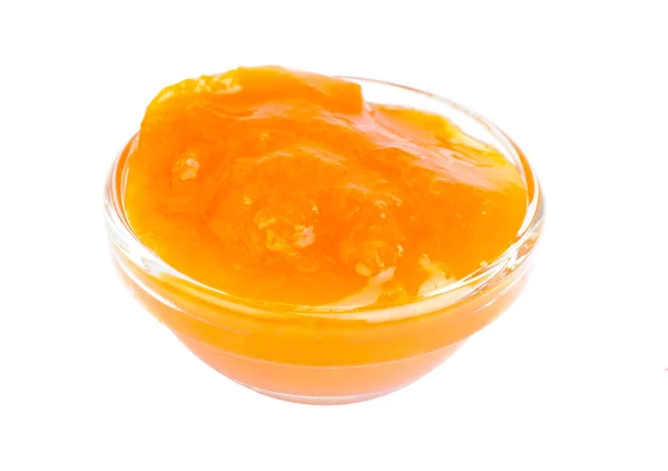 Apricots jam in glass isolation on white — Stock Photo, Image