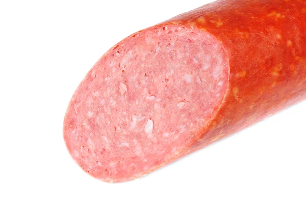 One salami sausage on white — Stock Photo, Image