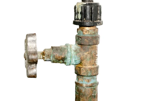 Válvula de água velha isolada no fundo branco — Fotografia de Stock