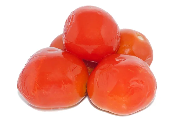 Marynowane pomidory na białym tle — Zdjęcie stockowe