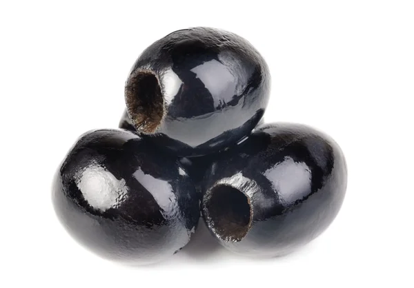Olive nere isolate su bianco — Foto Stock