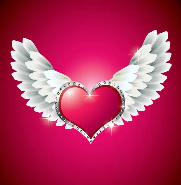 心脏与天使的翅膀 — 图库矢量图片