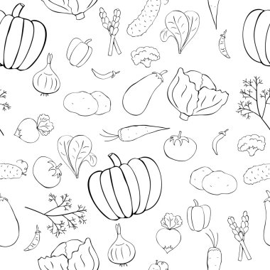 Seamless pattern with graphic vegetables clipart