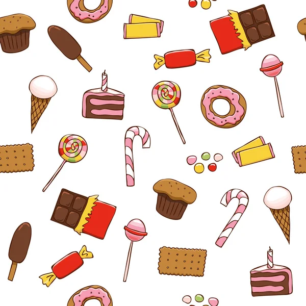 Seamless pattern with bright sweets — Stock Vector
