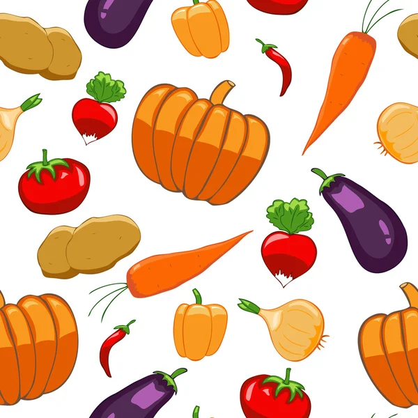 Seamless pattern with bright vegetables — Stock Vector