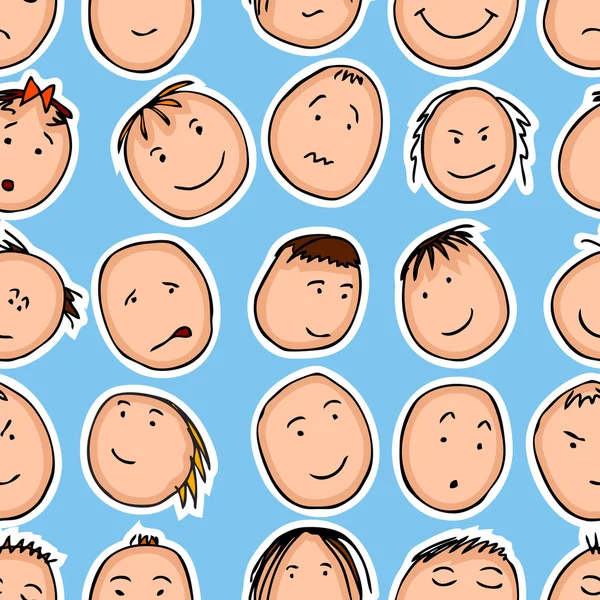 Seamless pattern with cartoon faces — Stock Vector