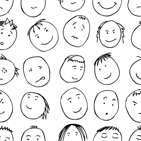 Nahtloses Muster mit grafischen Cartoon-Gesichtern — Stockvektor