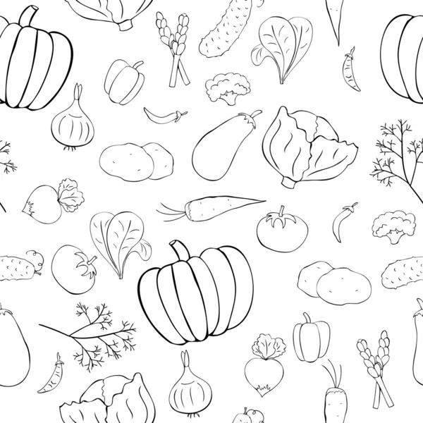 Seamless mönster med grafisk grönsaker — Stock vektor