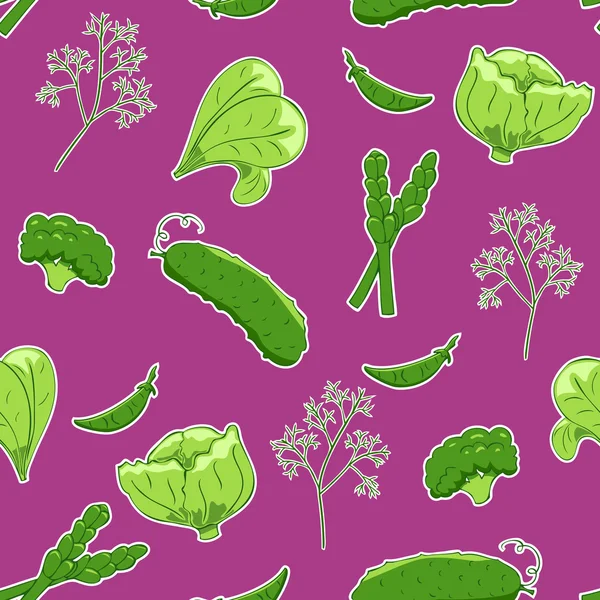 Seamless pattern with green vegetables — Stock Vector