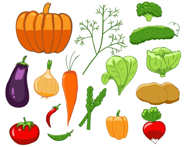 Set of colorful vegetables — Stock Vector