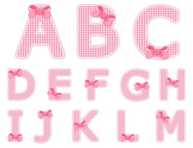 Baby girl alphabet set from A to M clipart