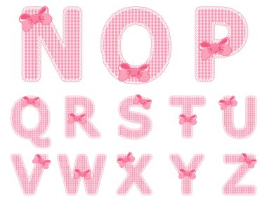 Baby girl alphabet set from N to Z clipart