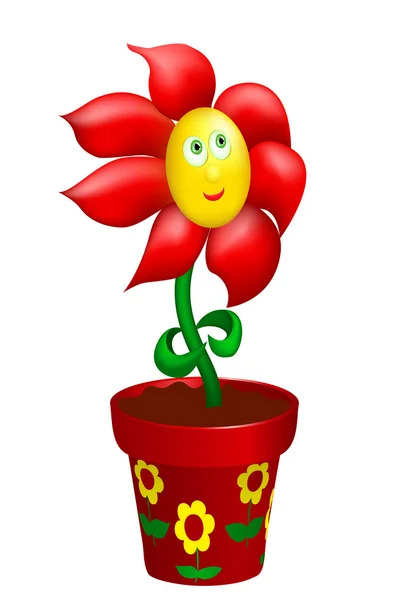 Happy flower in decorated pot — Stock Vector