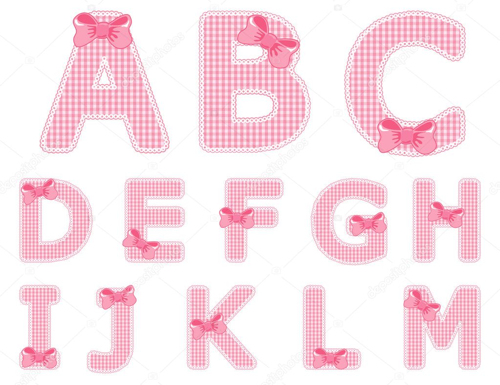 Baby girl alphabet set from A to M