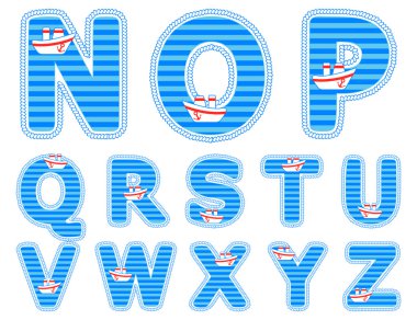 Baby boy alphabet set from N to Z clipart